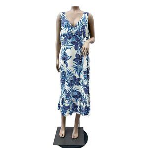 Hilo Hattie The Hawaiian Original Sleeveless‎ Tropical V-Neck Maxi Dress Women L